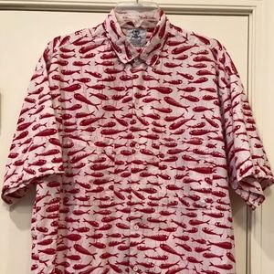 What's Happening Red and White Short Sleeve Shirt